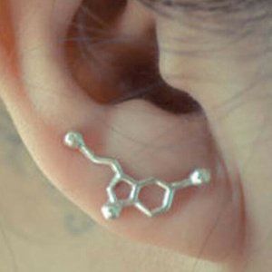NWOT Silver Serotonin Molecule Crawler Earrings